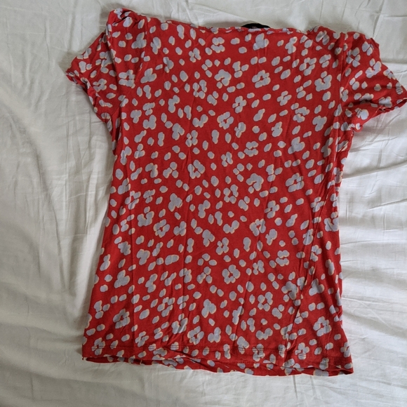 BCBGeneration Red Polka Dot Cap Sleeve Tee - Picture 2 of 4